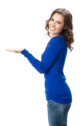 美丽的年轻女子，显示的东西