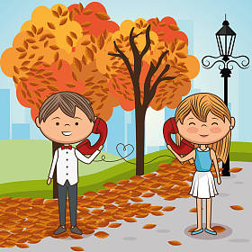 情侣在公园里相爱