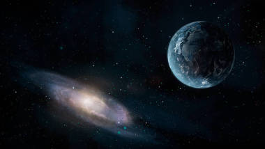 空間場(chǎng)景。地球行星與星系。由 Nasa 提供的元素。3d 渲染
