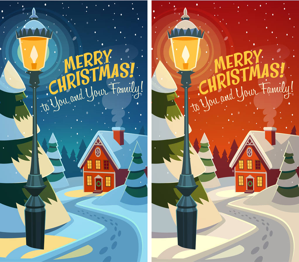 Old-fashioned street lamps. Christmas card poster banner. Vector illustration Old-fashioned street lamps. Christmas card poster banner. Vector illustration