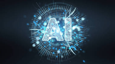 基于藍(lán)色灰色背景3d 渲染的數(shù)字人工智能文本全息圖