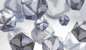 抽象3d 在空空间中绘制混沌几何形状。技术抽象元素的未来背景