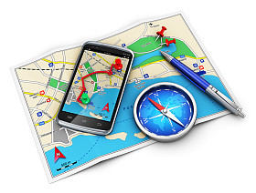 gps 导航、 旅行和旅游概念