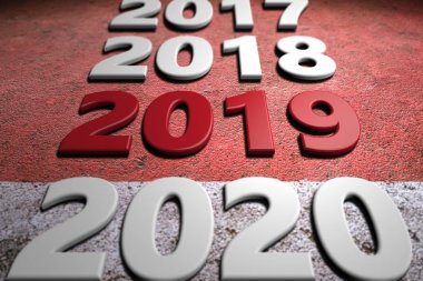 红色和白色背景的新年: 3d 插图 红色和白色背景的新年: 3d 插图