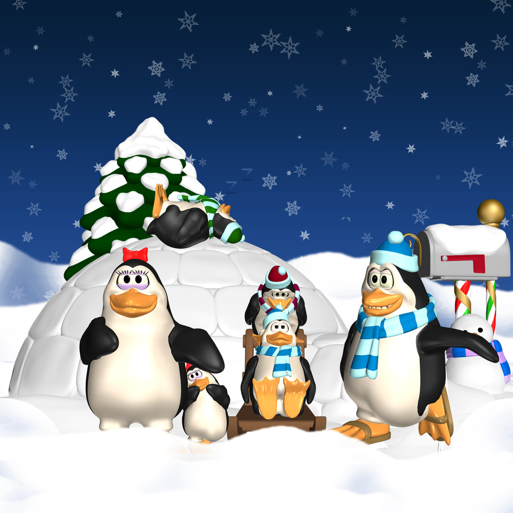 企鹅家族圣诞假期图片