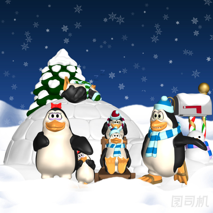 企鵝家族圣誕假期圖片