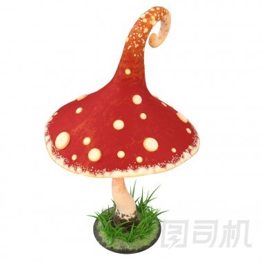 紅色蘑菇動(dòng)畫(huà)片白色查出的背景。3d 插圖