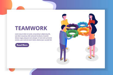 團(tuán)隊(duì)合作理念等距, 人與人攜手合作, 業(yè)務(wù)團(tuán)隊(duì)解決方案。向量例