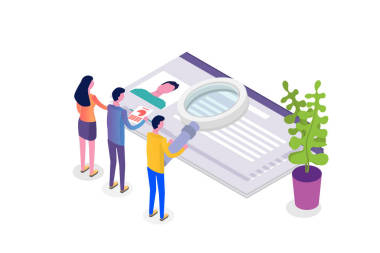 招聘, 求職等距概念。用于演示文稿、社交媒體、卡片、網(wǎng)絡(luò)橫幅。向量例