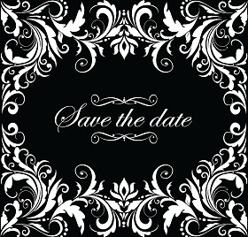 老式婚礼邀请 (黑色和白色)