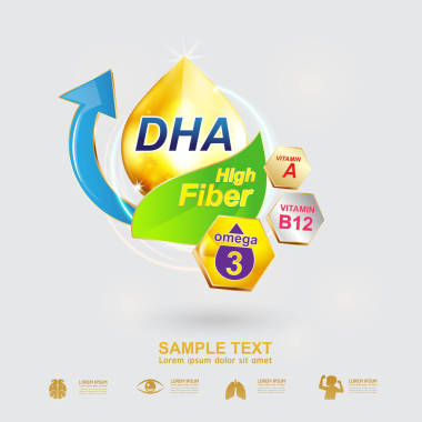 營養(yǎng)歐米茄3和維生素或鈣徽標(biāo)圖標(biāo)為兒童的產(chǎn)品向量