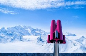 硬币操作双目查看器在雪郎峰的穆伦, 瑞士