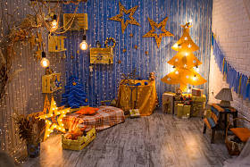 圣诞节, 新年, 假日模糊背景