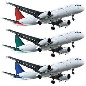 真正的喷气飞机设置。在白色背景上孤立