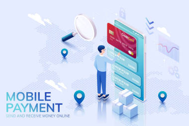 3d 等距投影中的移動(dòng)支付概念