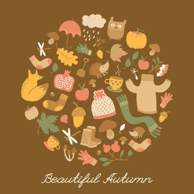 褐色秋季圓形組成