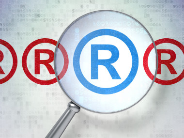 法律概念: 登記的光學玻璃照片