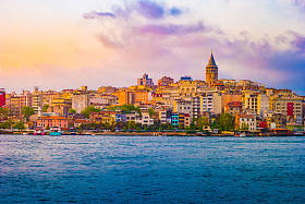 土耳其伊斯坦布尔城市景观与Galata塔