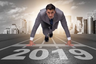 商人在終點線在比賽2019