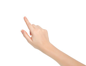 触摸或指向某物的孤立的女性手