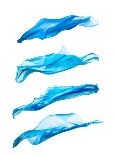 抽象一塊藍(lán)色織物飛行，高速影棚拍攝