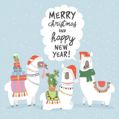 與駱駝的圣誕卡。圣誕快樂卡