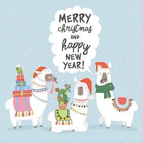 与骆驼的圣诞卡。圣诞快乐卡