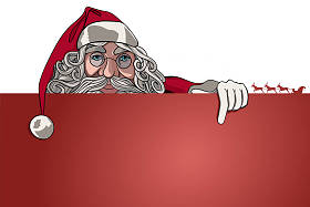 带着胡须和眼镜微笑的圣诞老人。圣诞节例