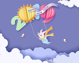 新年贺卡。彩纸设计照片