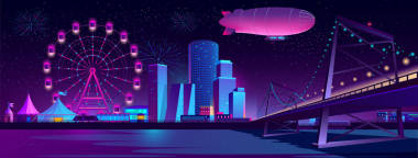 向量概念背景與夜城市圖片