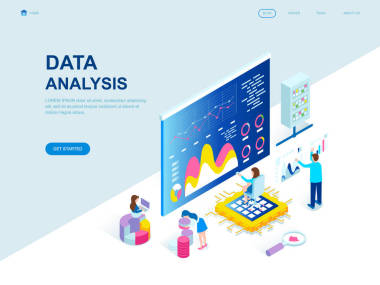 現(xiàn)代平面設(shè)計(jì)等距概念的審計(jì), 數(shù)據(jù)分析裝飾人物性格為網(wǎng)站和移動(dòng)網(wǎng)站的發(fā)展。等點(diǎn)登錄頁(yè)模板。向量例