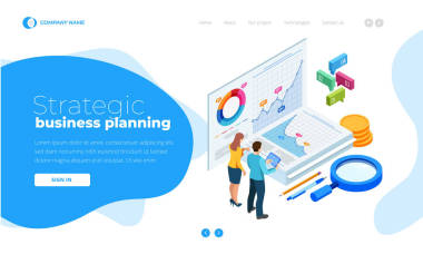 等数分析数据和投资。堆叠在一个官方邮票和铅笔在一个玻璃的文件。创意登陆页面设计模板