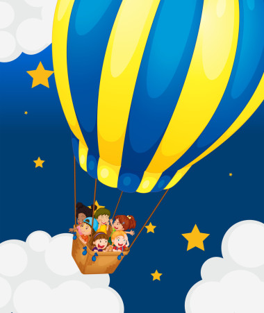 六个孩子骑在气球图片