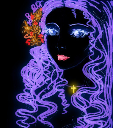 紫头发的漂亮女孩照片