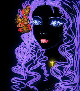 紫头发的漂亮女孩照片