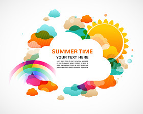 彩云、 彩虹和阳光，抽象矢量背景