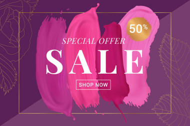 矢量销售横幅与文本在口红 stokes 背景和金黄装饰元素。适合沙龙、美容店