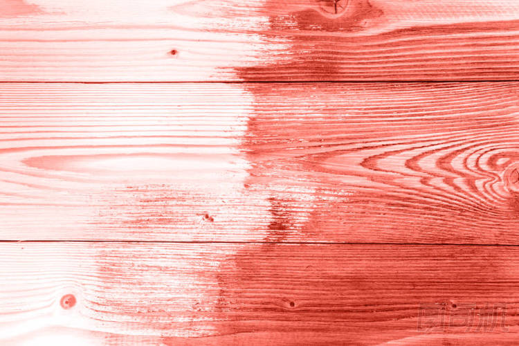 半畫(huà)活珊瑚木板。裝修理念。頂部視圖。2019年的顏色。裝修理念