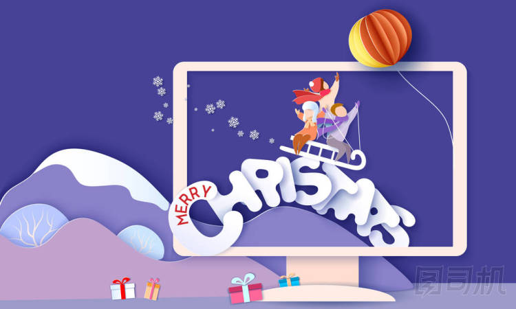 圣誕快樂設(shè)計(jì)卡與孩子們雪橇