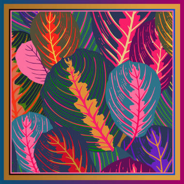 樹(shù)葉。熱帶樹(shù)的葉子。向量例證?；ɑ鼙尘?。夏天五顏六色的圖案。設(shè)計(jì)圍巾或枕頭的模板?，F(xiàn)代風(fēng)