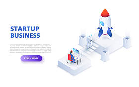 与宇航员和工作商人一起开始设计理念。等向矢量图。网页模板