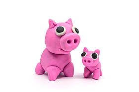 在白色背景戏剧多家猪