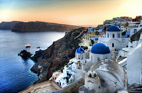 圣托里尼-卡尔德拉视图照片