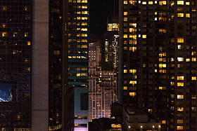 纽约市的城市场景在晚上, 美国