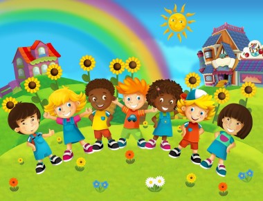 儿童的卡通-微笑的面孔横幅-图