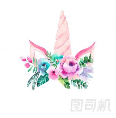 明亮美麗的春天可愛可愛的仙女獨角獸與睫毛在花卉招標皇冠水彩手插圖完美的賀卡, 紡織, 背景