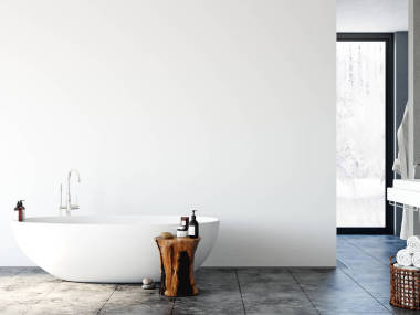  浴室內(nèi)飾。墻體模型。墻面藝術(shù)。3d 渲染, 3d 插圖