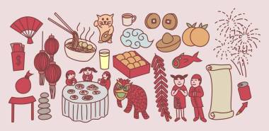 快樂的中國新年涂鴉套餐 