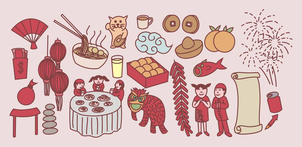 快乐的中国新年涂鸦套餐  快乐的中国新年涂鸦套餐