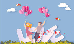 情人节卡片与夫妇在爱图片